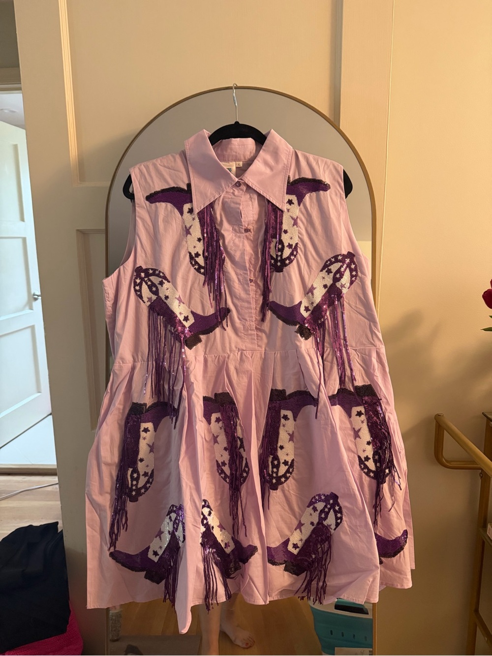 Queen of Sparkles Cowboy Boots Dress EUC